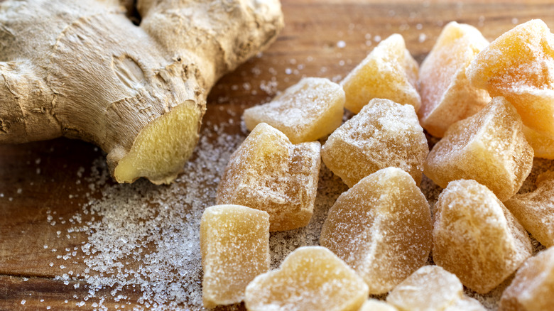 ginger root with candied ginger