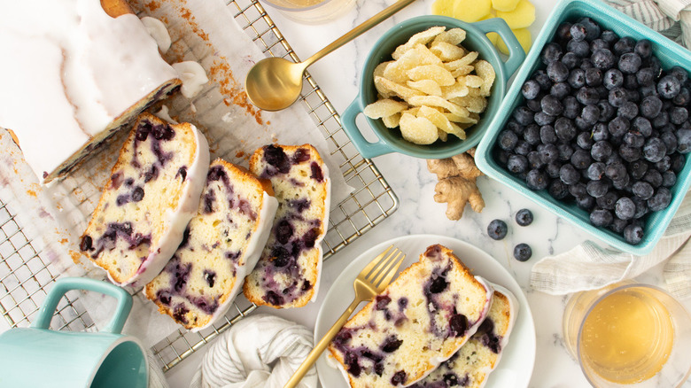 glazed blueberry bread