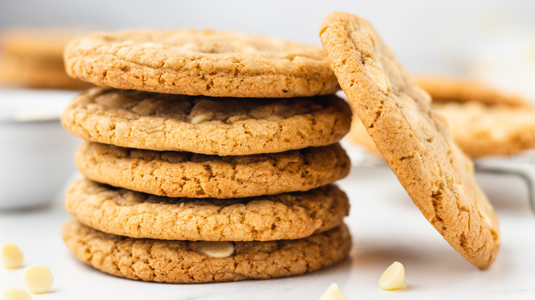 Stack of gingerbread white chocolate chip cookies