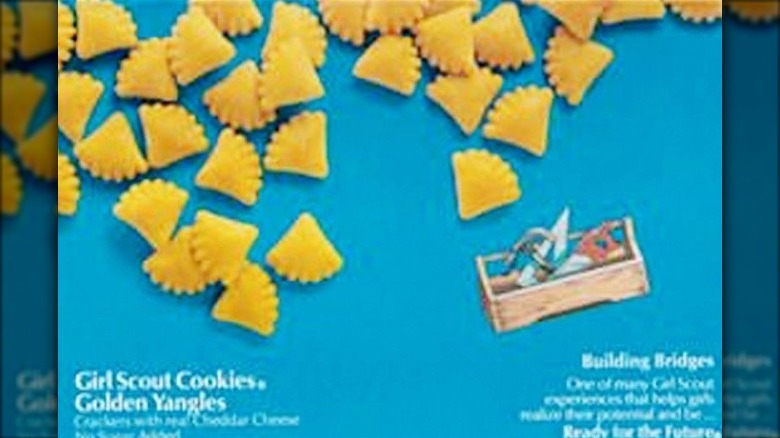 a vintage box of golden yangles cheddar crackers