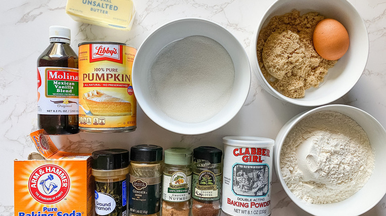 Baking ingredients including canned pumpkin