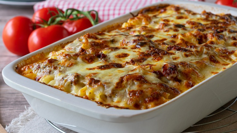 cheesy dish with tomatoes 