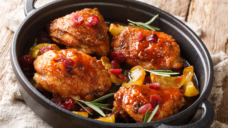 roasted chicken with cranberry glaze