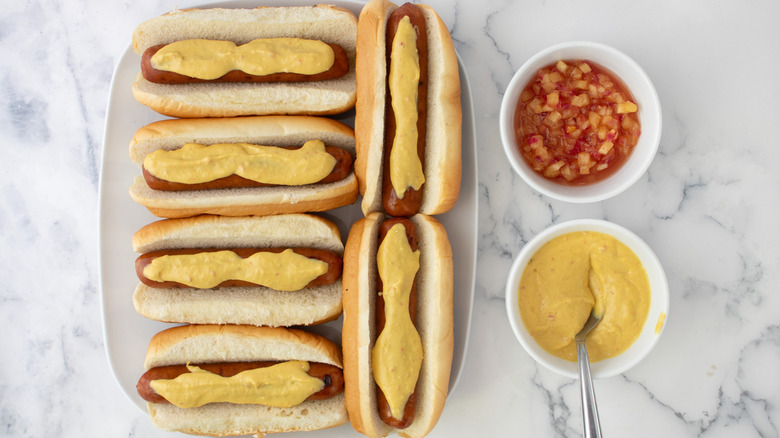 Puka dogs with mango mustard