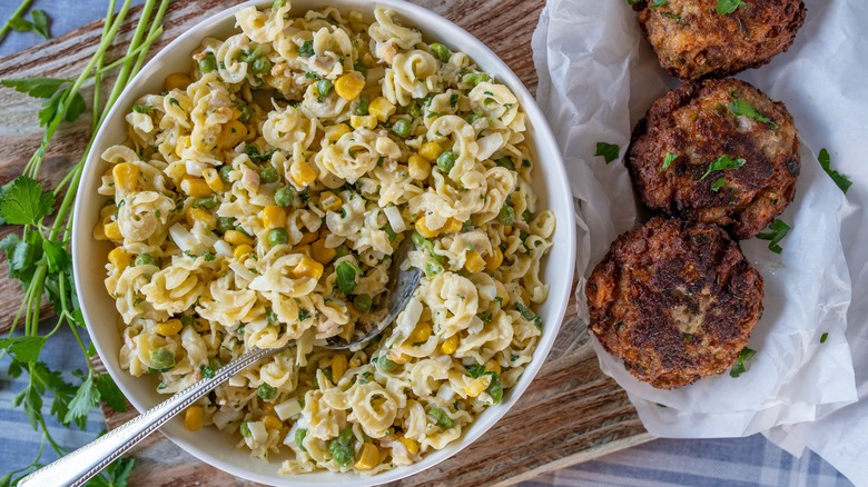 German pasta salad on plate