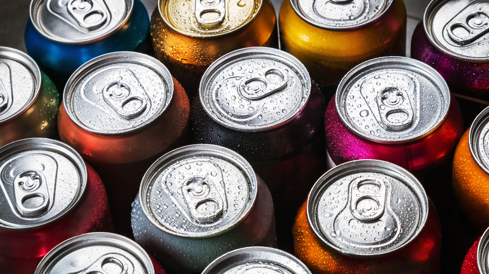 Colorful cans of soda