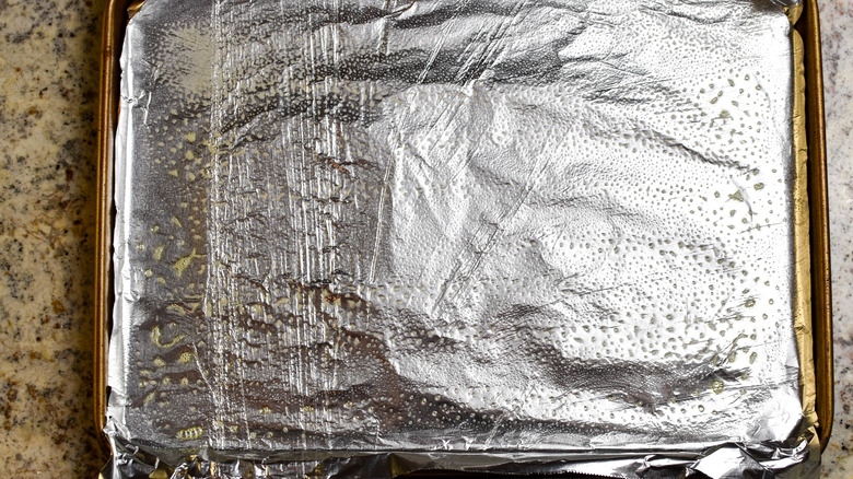 baking pan with foil 