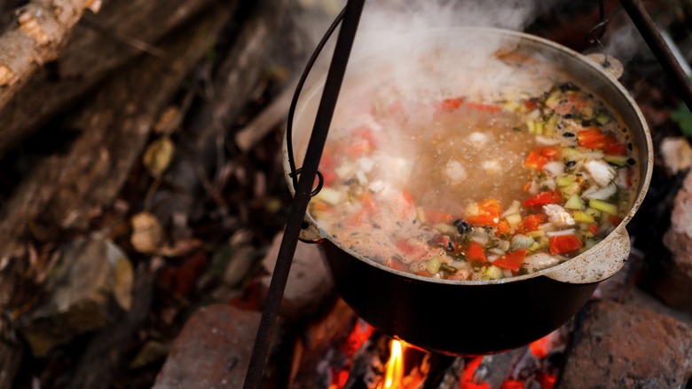 Pot over a wood fire