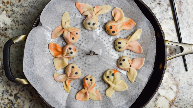 goldfish dumplings on steamer 