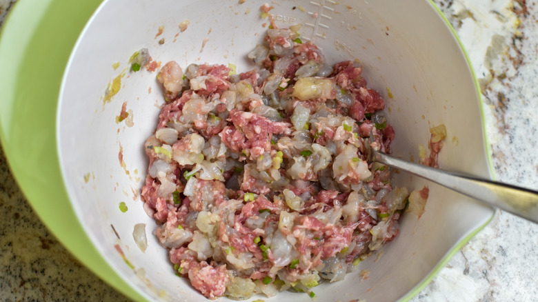 dumpling filling in a bowl 