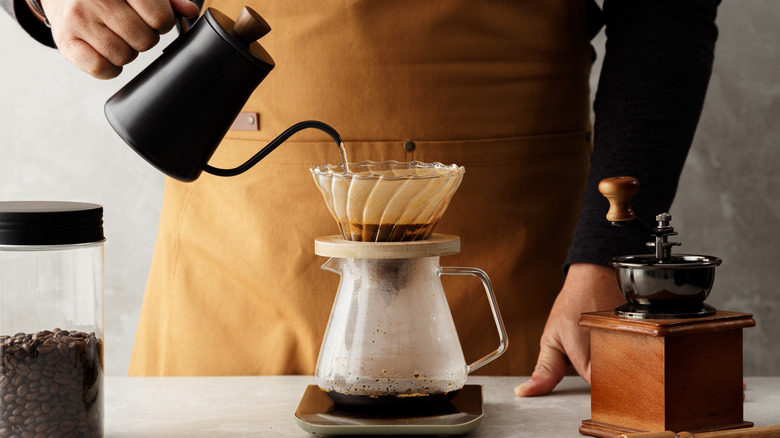 Pouring coffee