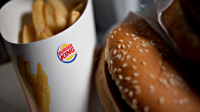 Burger King fries and burger with their logo