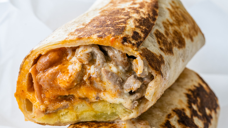 mexican wrap burrito close up