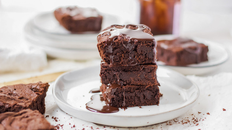 Triple stacked gooey brownies