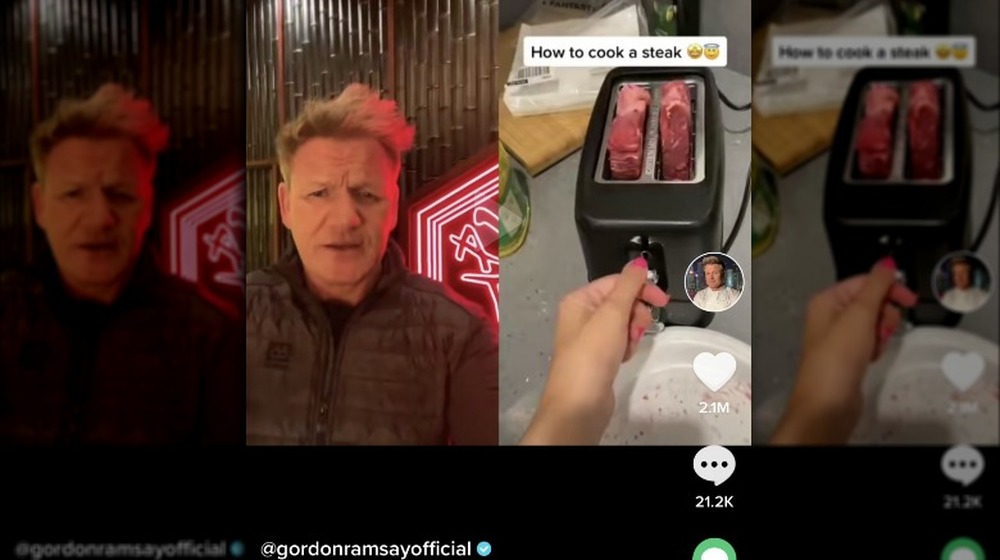 Still from Gordon Ramsay's duet with the toaster-steak video
