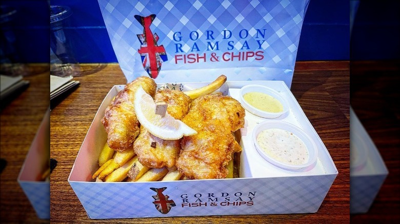 A platter from Gordon Ramsay Fish & Chips Las Vegas