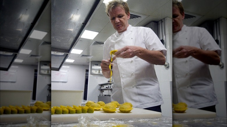 Gordon Ramsey making his iconic lobster ravioli in the United Arab Emirites