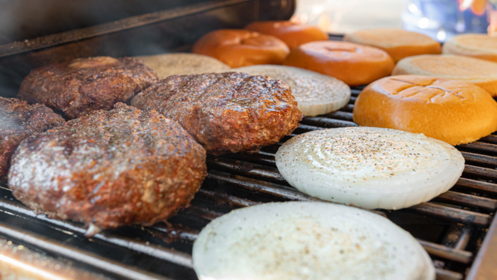 Grilling onions for Gordon Ramsay's burger recipe with a twist