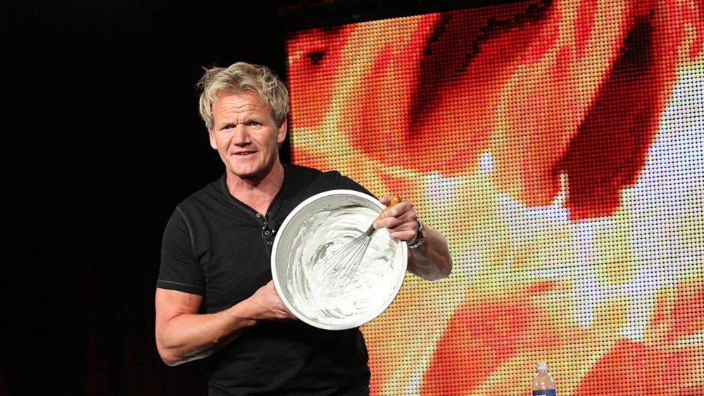 Gordon Ramsay kitchen nightmares presentation whisking egg whites scowling