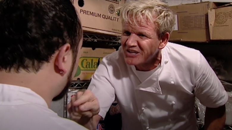 Gordon Ramsay points at chef angrily