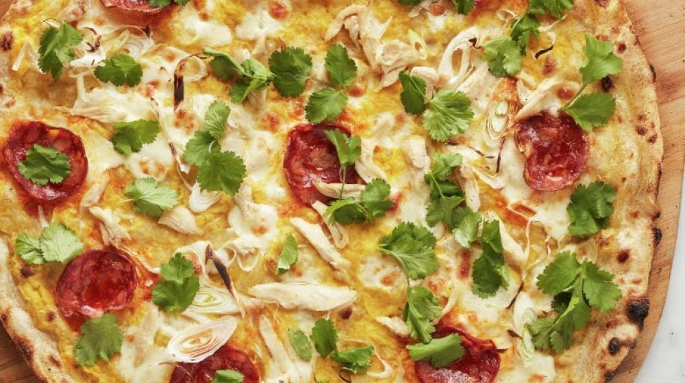 Gordon Ramsay's pizza with sweet-corn puree 