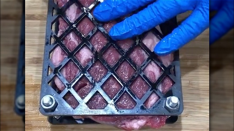 Steak in a cage