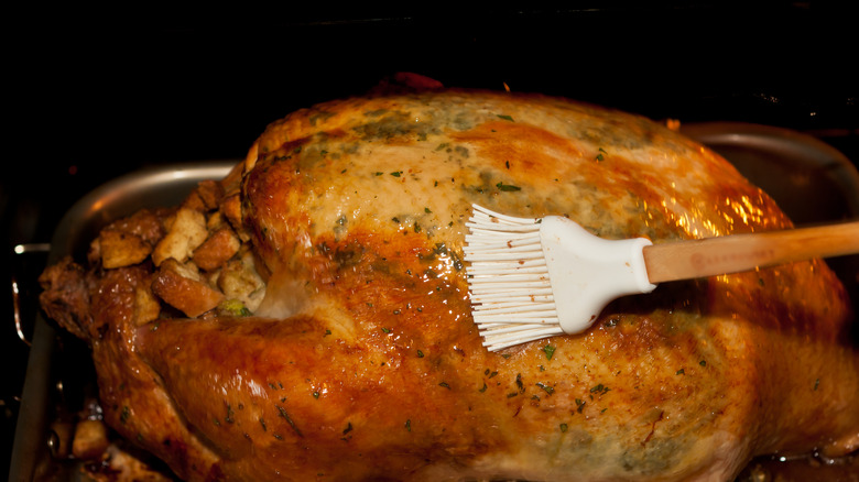 Basting brush on turkey