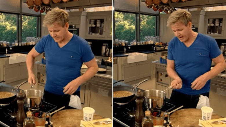 Gordon Ramsay showing pasta boiling technique