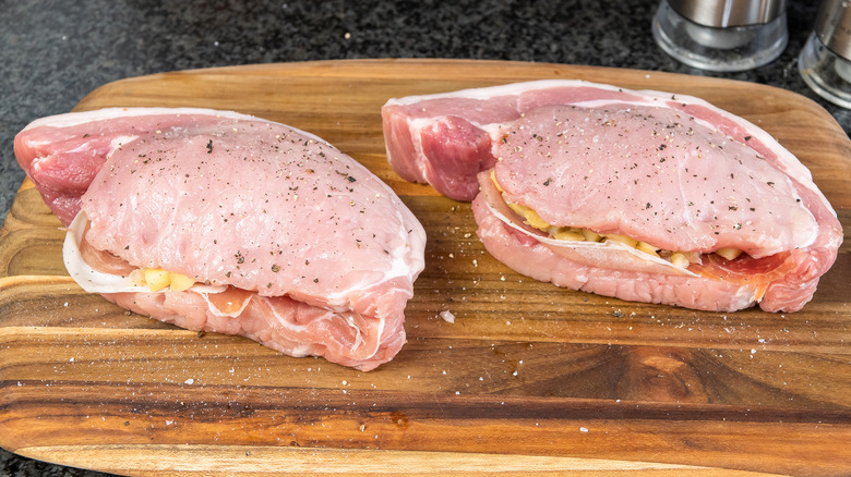 raw stuffed pork chops