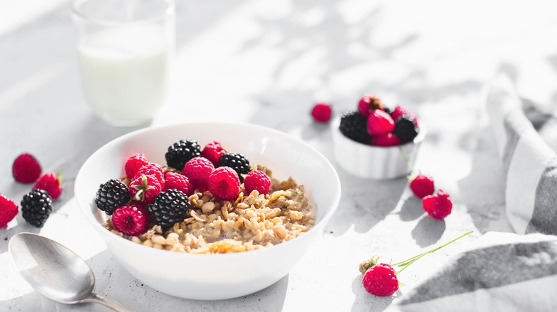 AA bowl of muesli porridge with berries