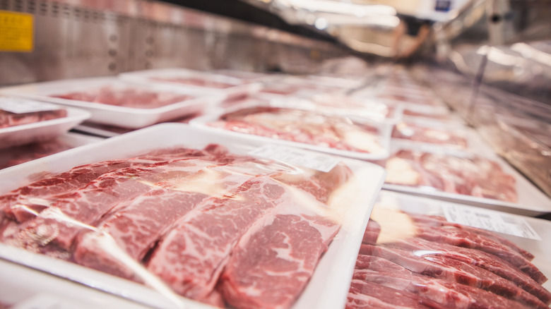 tray of meat in supermarket