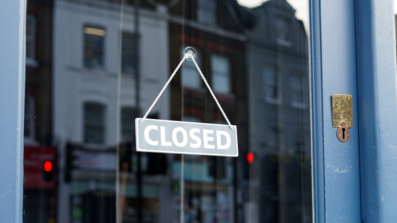 Business door with a closed sign