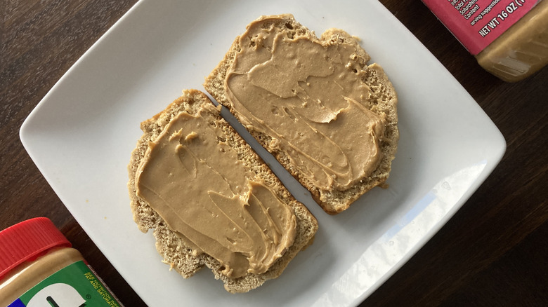 Close-up of peanut butter on bread