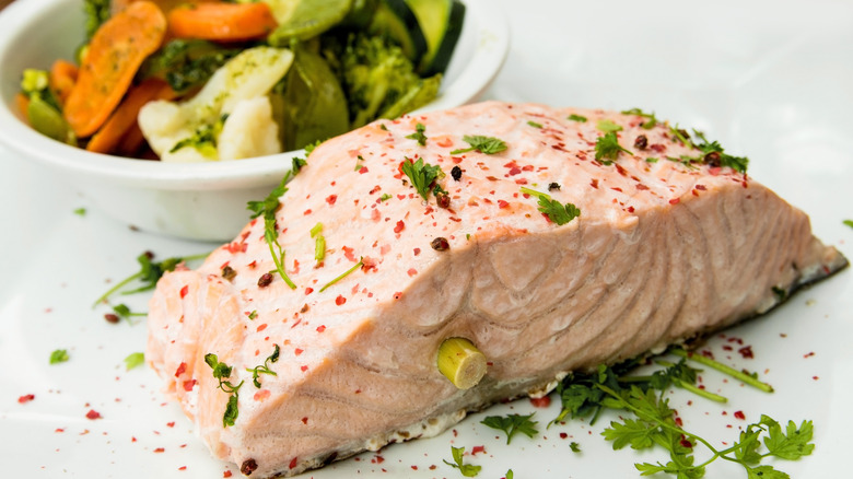 poached salmon