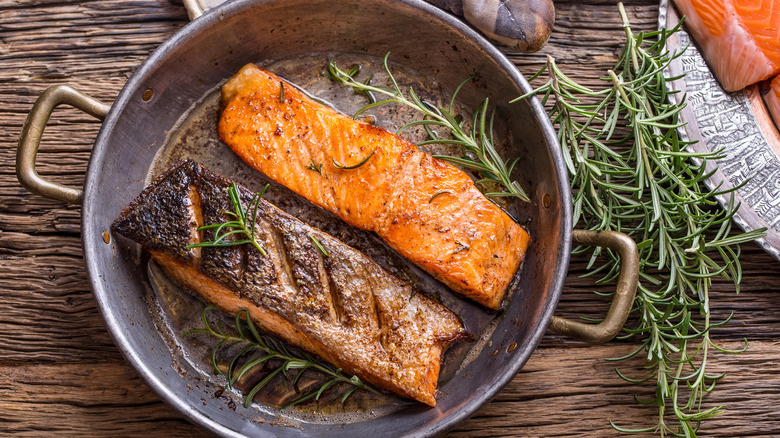 roasted salmon and herbs