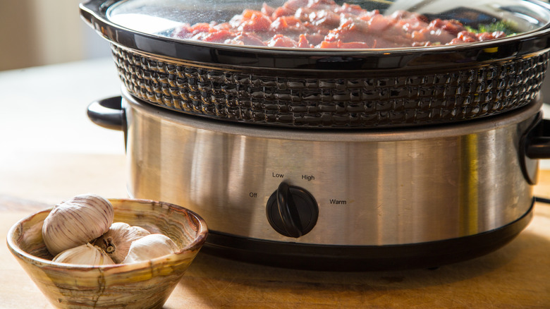 Food cooking in slow cooker
