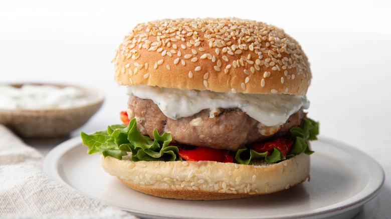 greek turkey burger with tzatziki