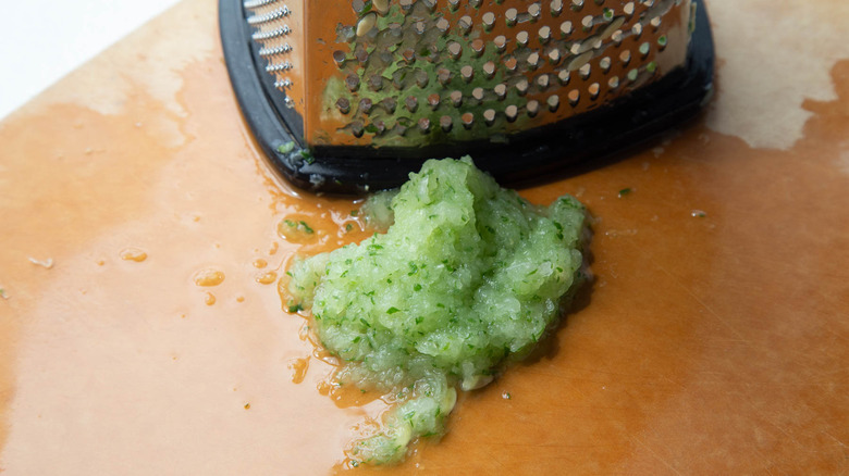 grated cucumber with a box grater