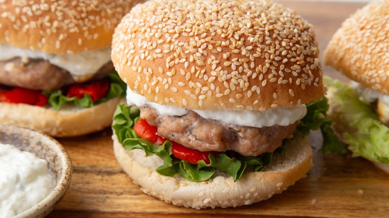 turkey burger with tzatziki