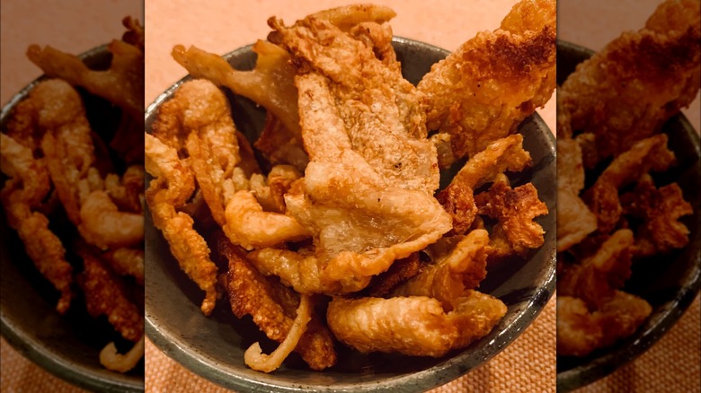 crispy gribenes in bowl