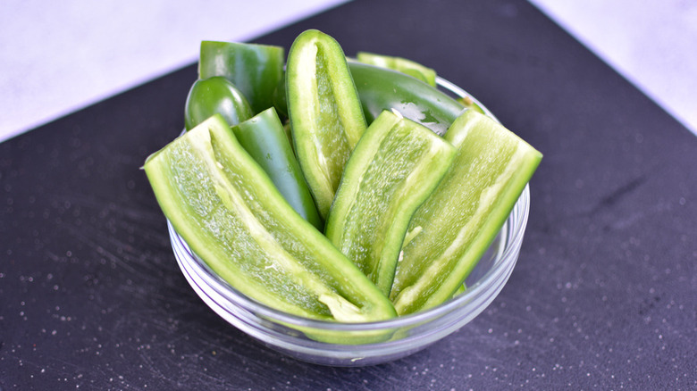 seeded jalapeño in bowl