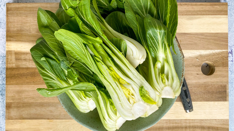 bok choy on cutting board