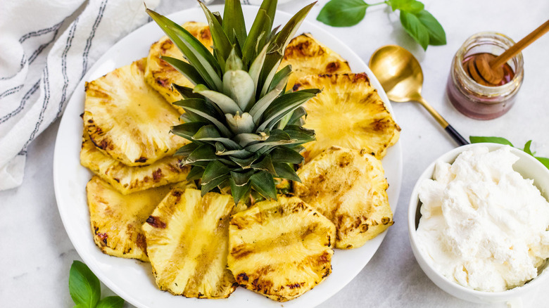 Plate of grilled pineapple