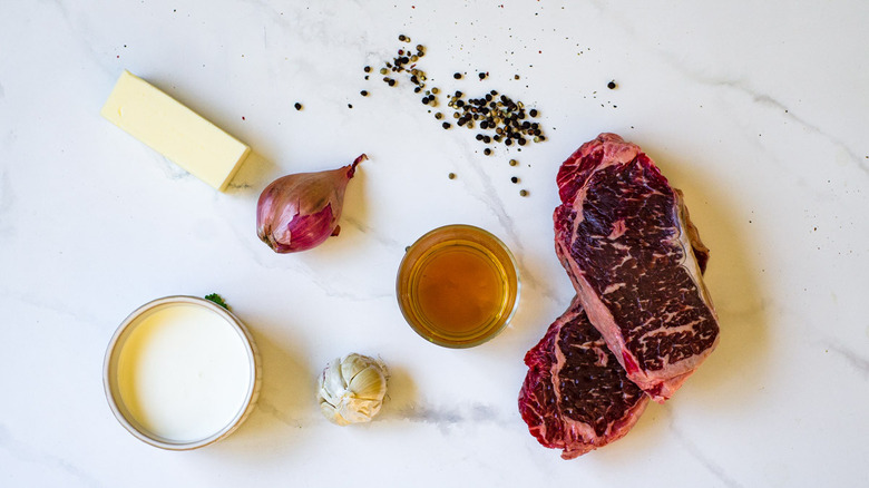 ingredients for steak au poivre