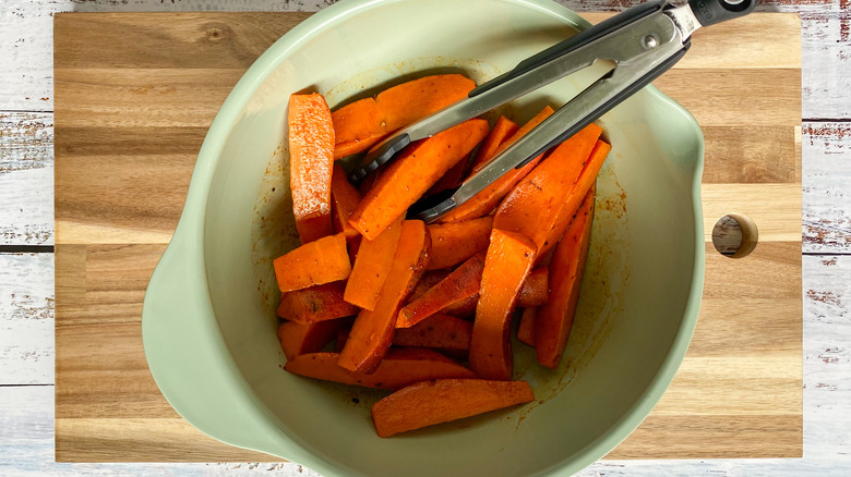 potatoes in bowl with spices