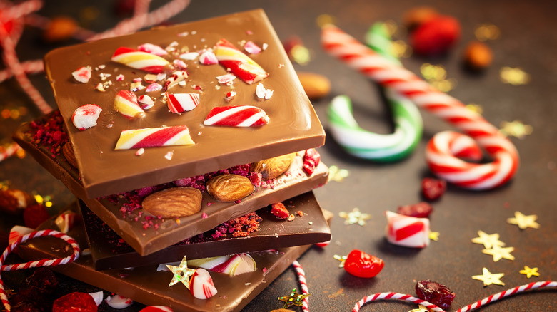 Chocolate bark and candy canes