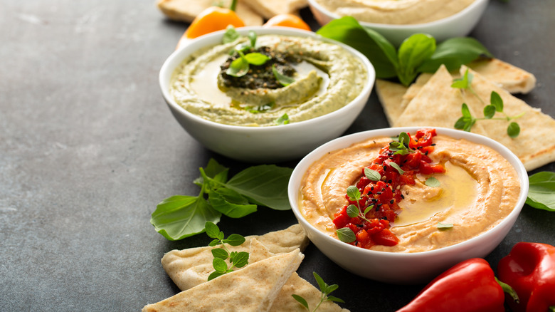 Dressed up hummus bowls