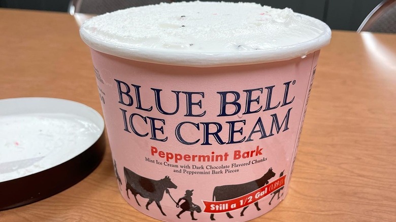 Blue Bell peppermint bark tub