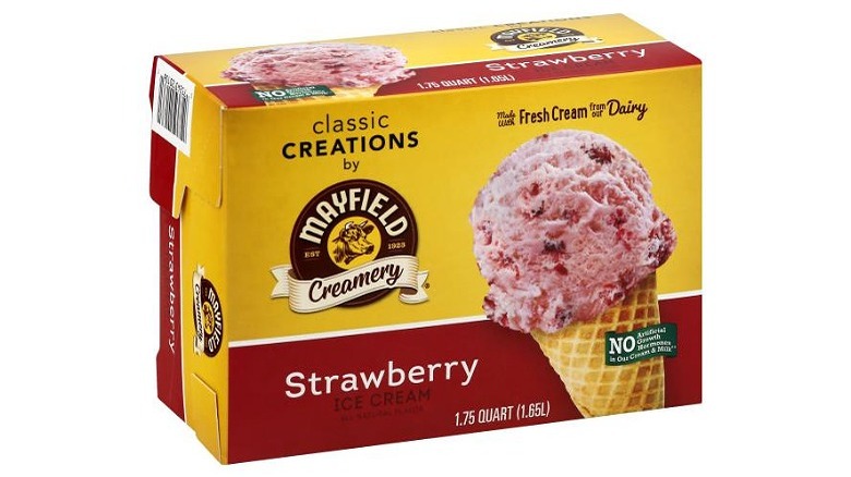 Box of Mayfield strawberry ice cream