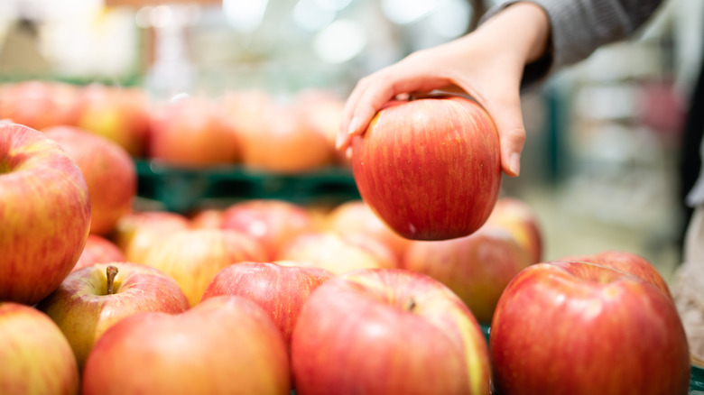 Hand holding apple